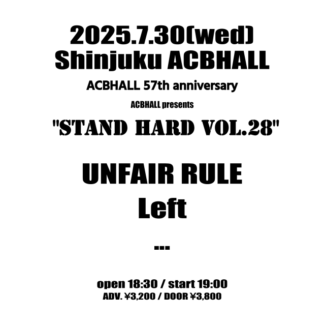 ACBHALL 57th anniversary「STAND HARD vol.28」