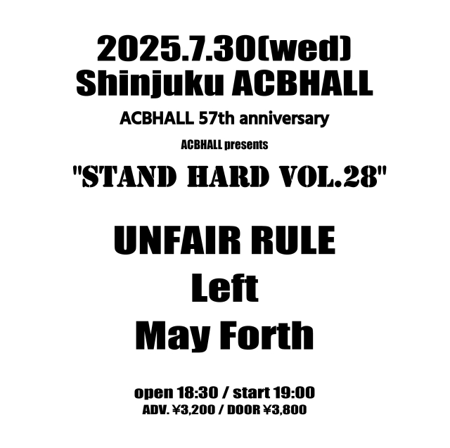 ACBHALL 57th anniversary「STAND HARD vol.28」
